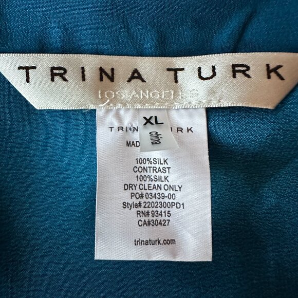 Trina Turk Theodora Maxi Dress Caftan Coverup 100% Silk NWOT XL - Picture 8 of 8